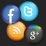 social media buttons facebook, twitter, google plus und rss